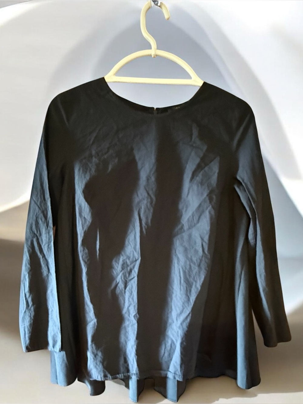 COS Black Long Sleeve Pleated Back Cotton Blouse Sz 6 / 36